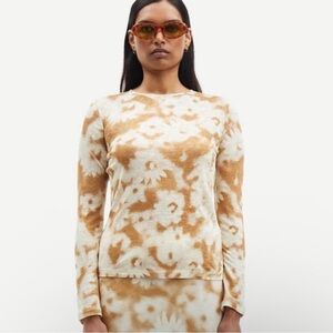 Samsoe Samsoe Sami LS T-shirt Aster Floral Open Back 100% Linen